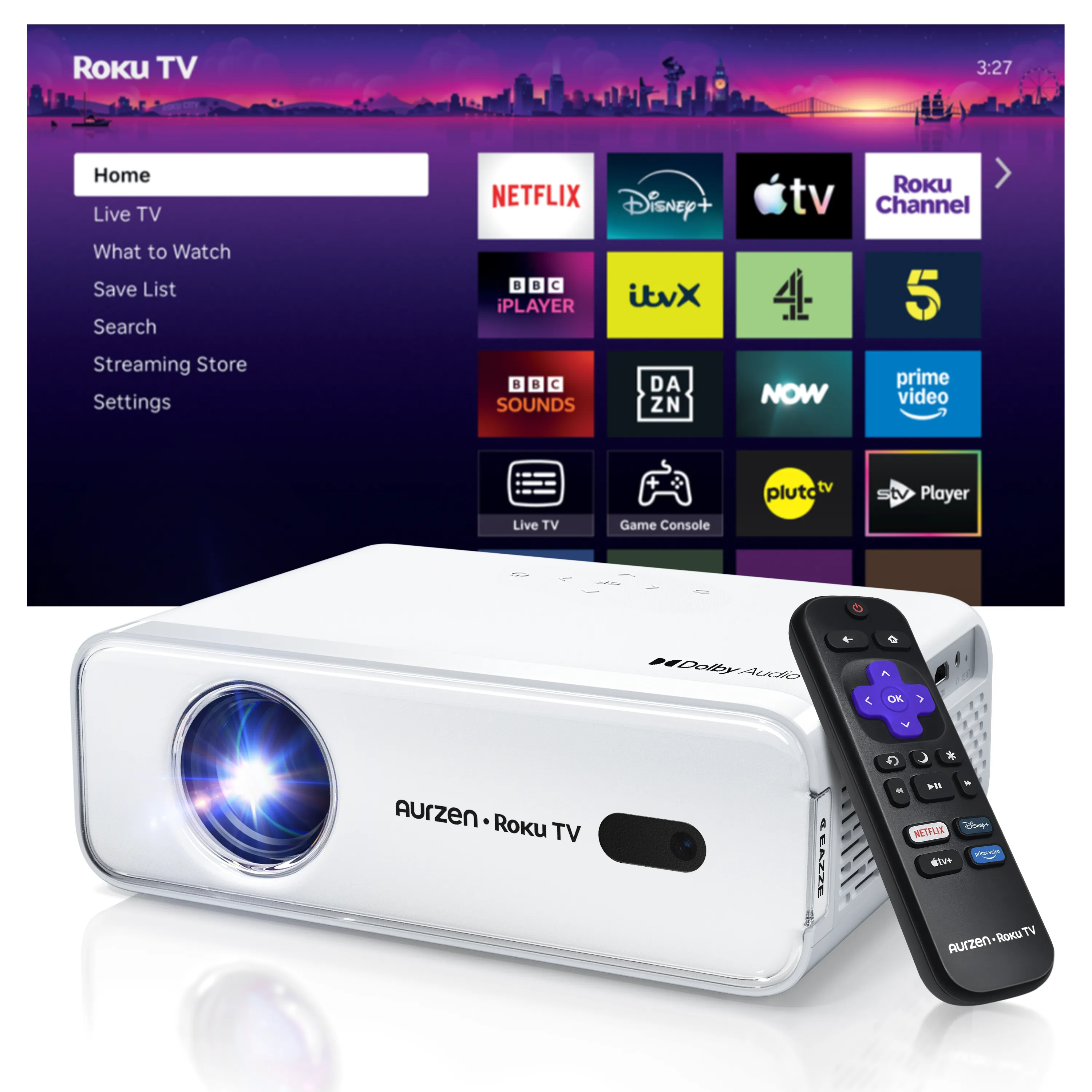 Aurzen EAZZE D1R Roku TV Smart Projector - Image 13