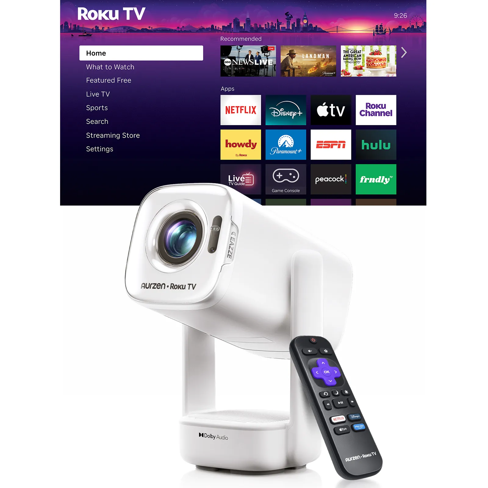 Aurzen EAZZE D1R air Portable Roku TV Smart Projector - Image 12