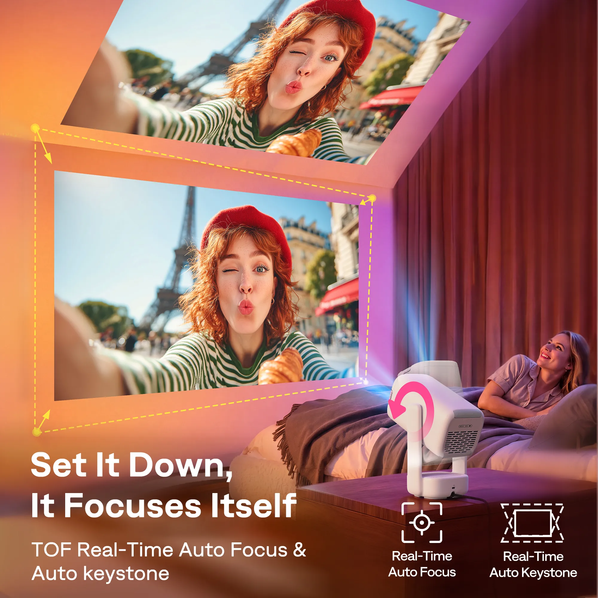 Aurzen EAZZE D1R air Portable Roku TV Smart Projector - Image 6