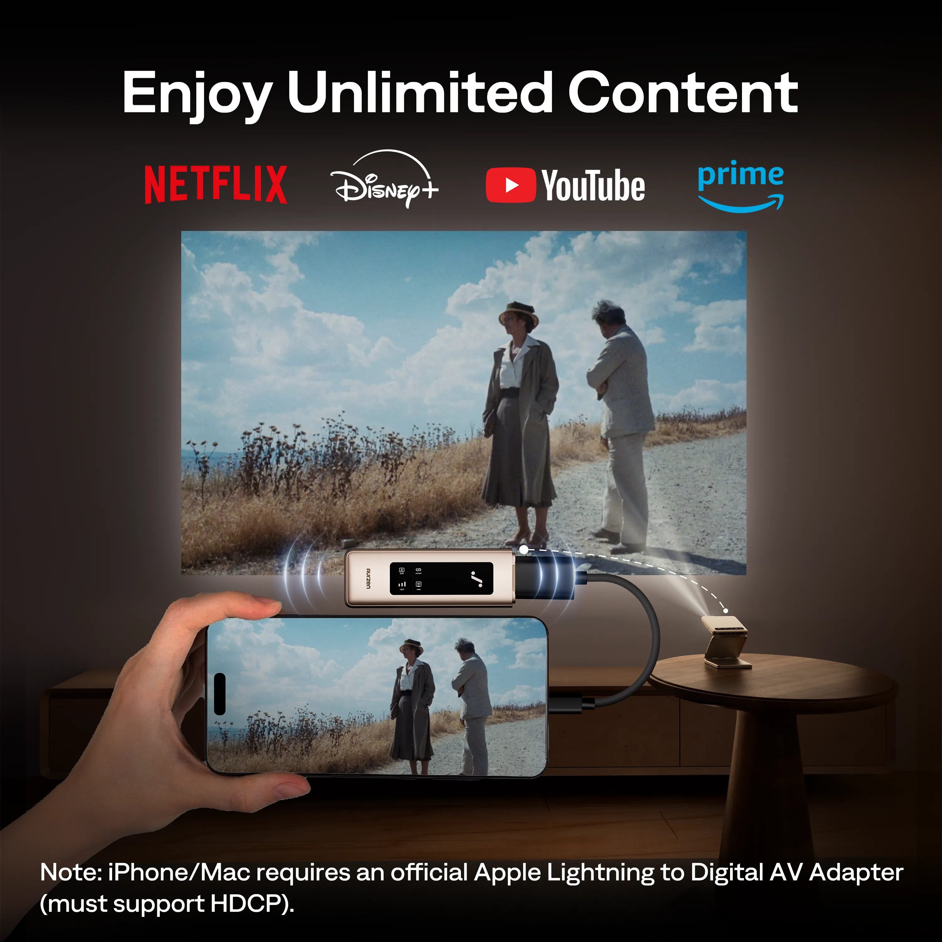 Aurzen CastPlay Wireless HDMI Dongle for ZIP Projector - Image 4