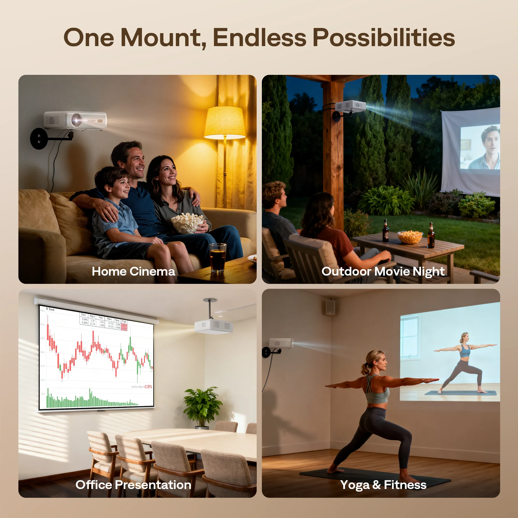Aurzen PJ004PM Adjustable Wall Projector Mount - Image 7