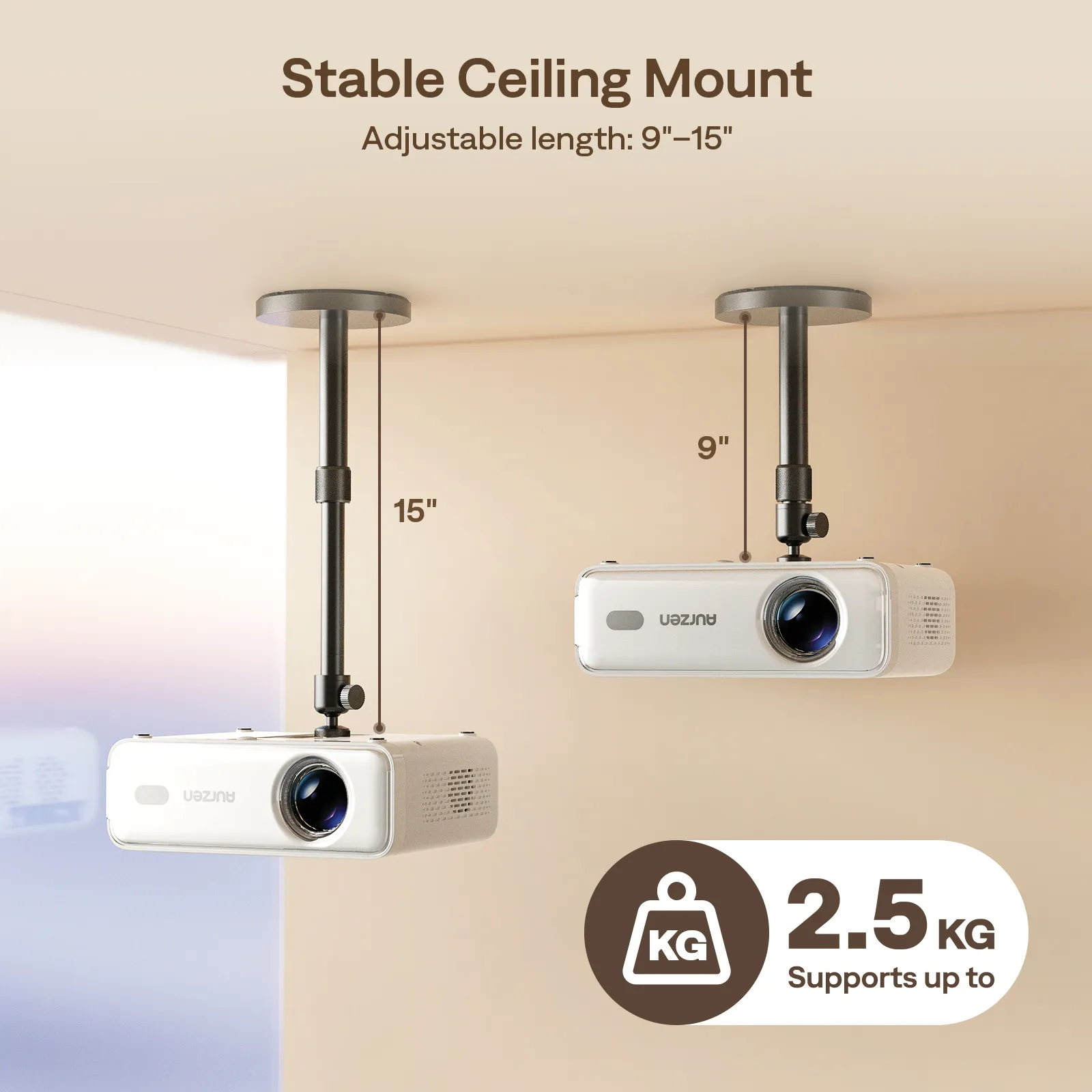Aurzen PJ002PM Universal Projector Ceiling Mount - Image 2