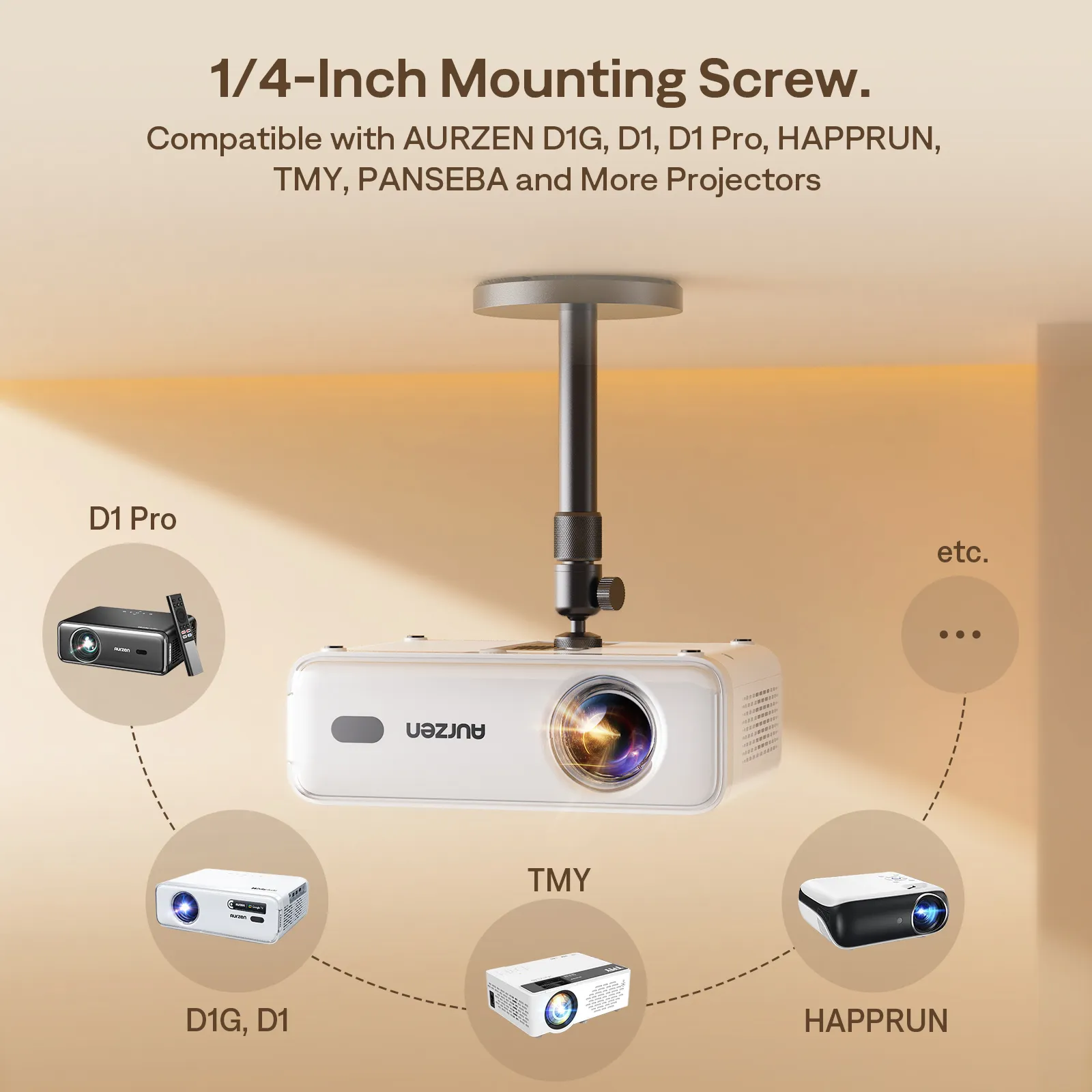 Aurzen PJ002PM Universal Projector Ceiling Mount - Image 4